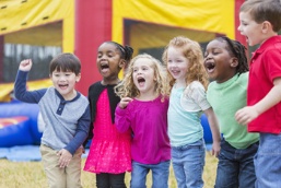Group of children having fun and getting excited